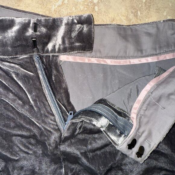 Elevenses Anthropologie Chic Velvet Ankle Trouser Pants in Grey Size 6 - Picture 8 of 12